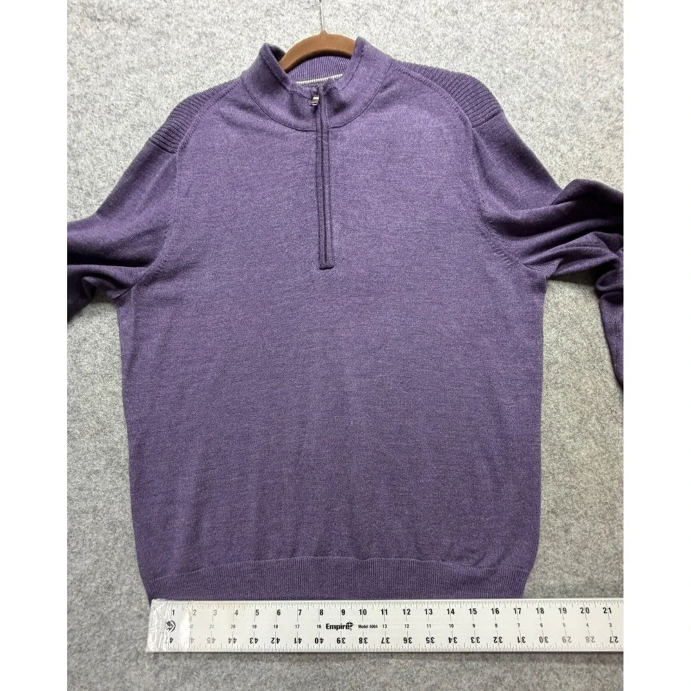 Banana Republic Mens Purple Merino Wool Blend 1/4 Zip Sweater Large Mock Neck
